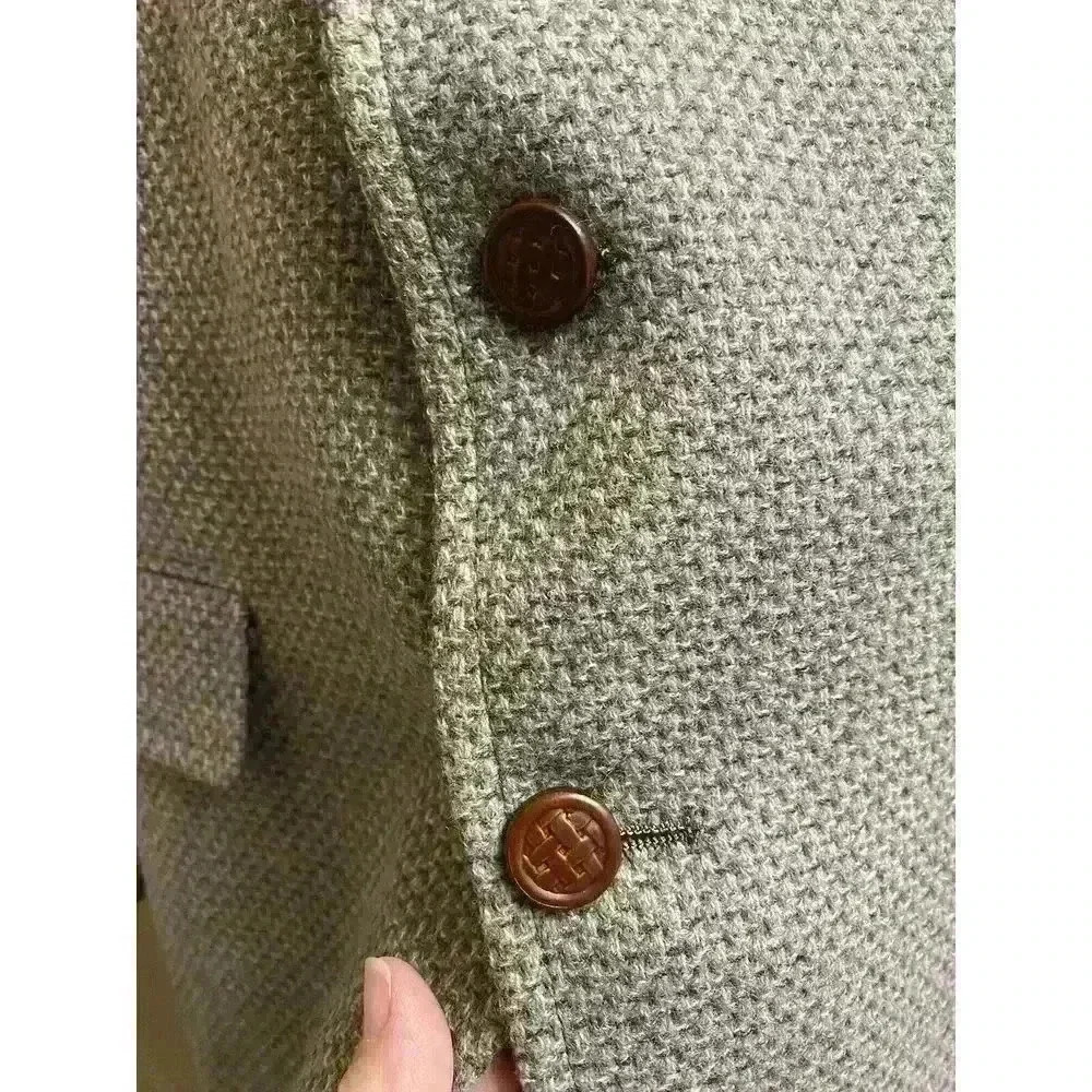 Donald Brooks Men's Herringbone Gray Virgin Wool Suit Blazer With Pockets - Picture 3 of 14